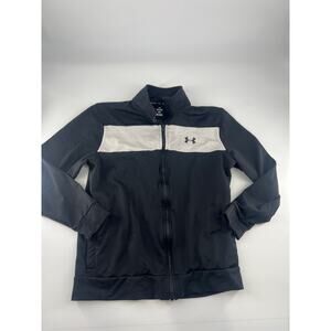 Under Armour Shirt Mens Small Black White Full Zip Activewear Sports Lounge